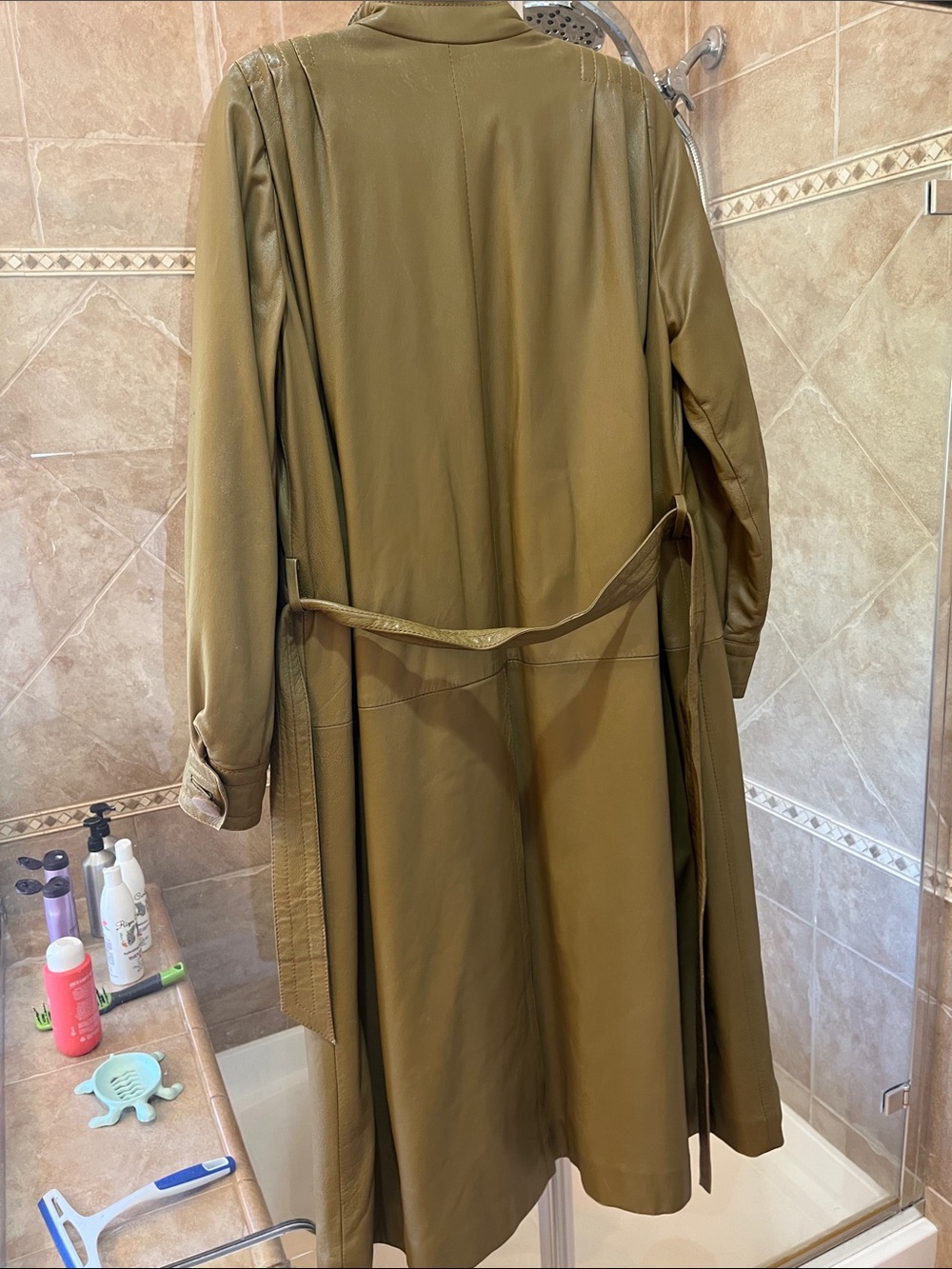 Dior Olive Green Leather Trench Coat - Picture 4 of 9